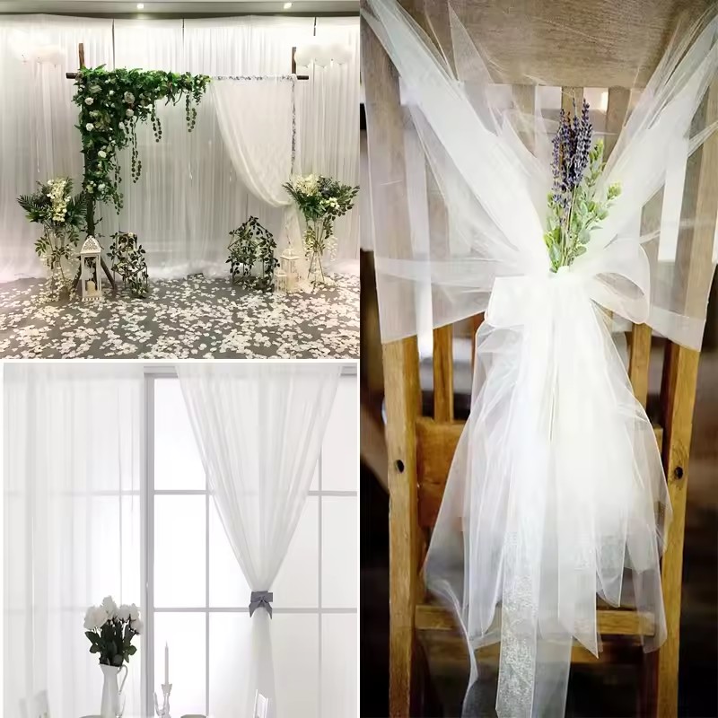 Chair Sash Organza - 10m 웨딩 장식용 튤 롤 크리스탈
