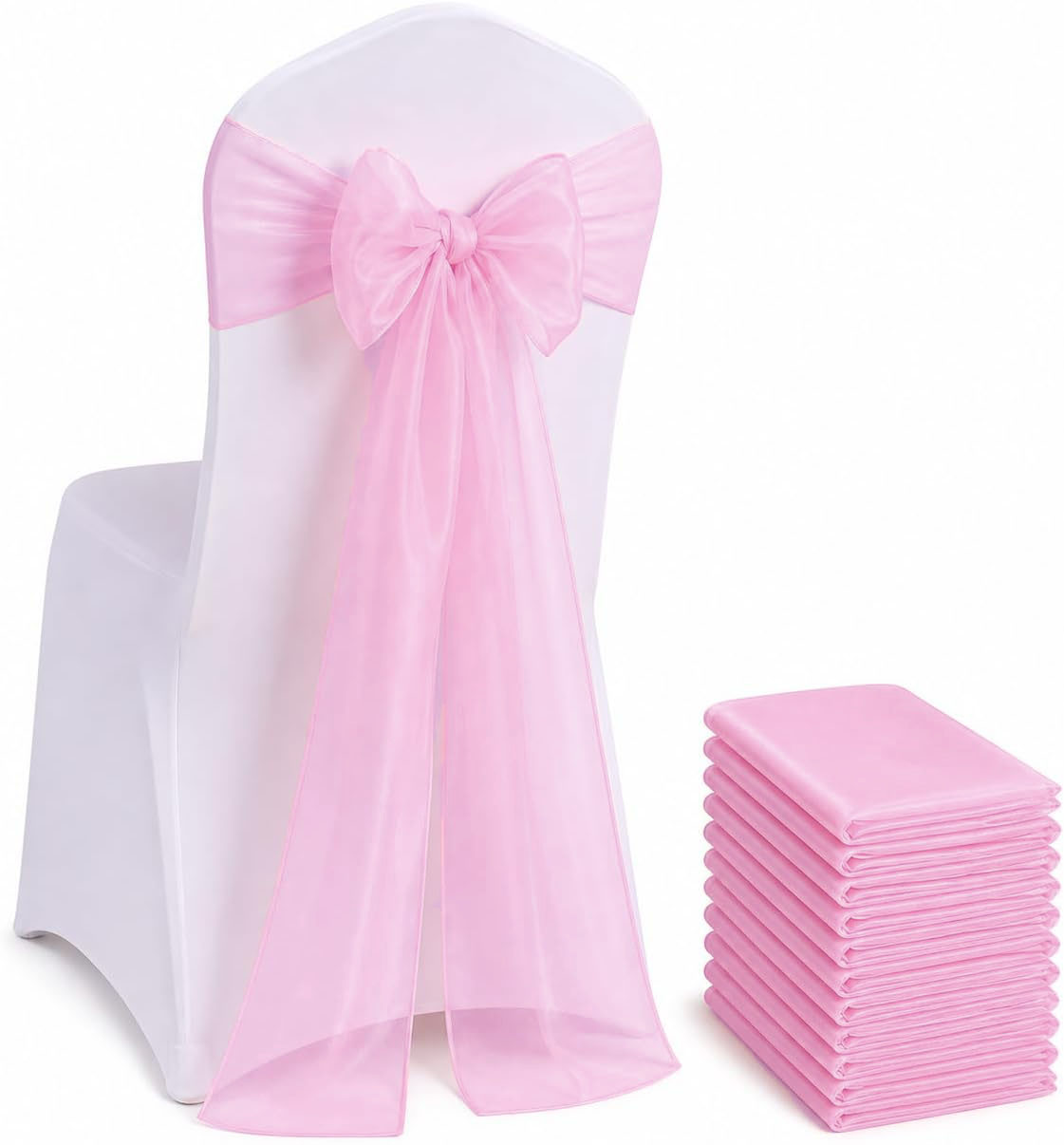 Chair Sash Organza - 오간자 의자 장식 리본 100/50/10개, 웨딩