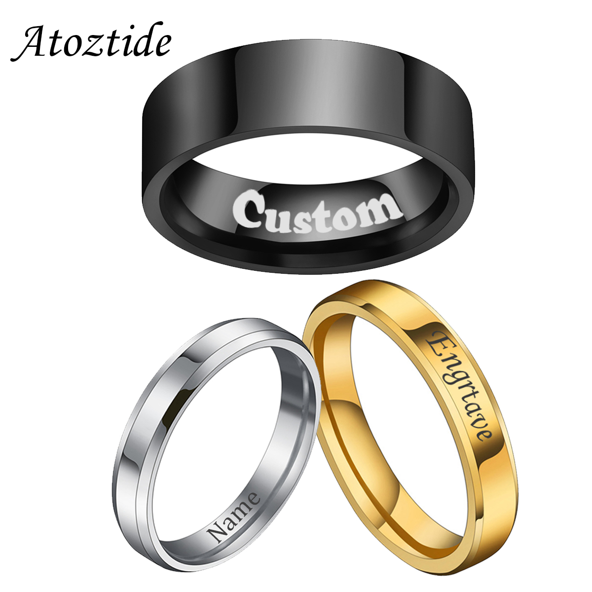 Wedding Zone - Atoztide 4/6/8mm 여성을위한 맞춤형 조각 이름
