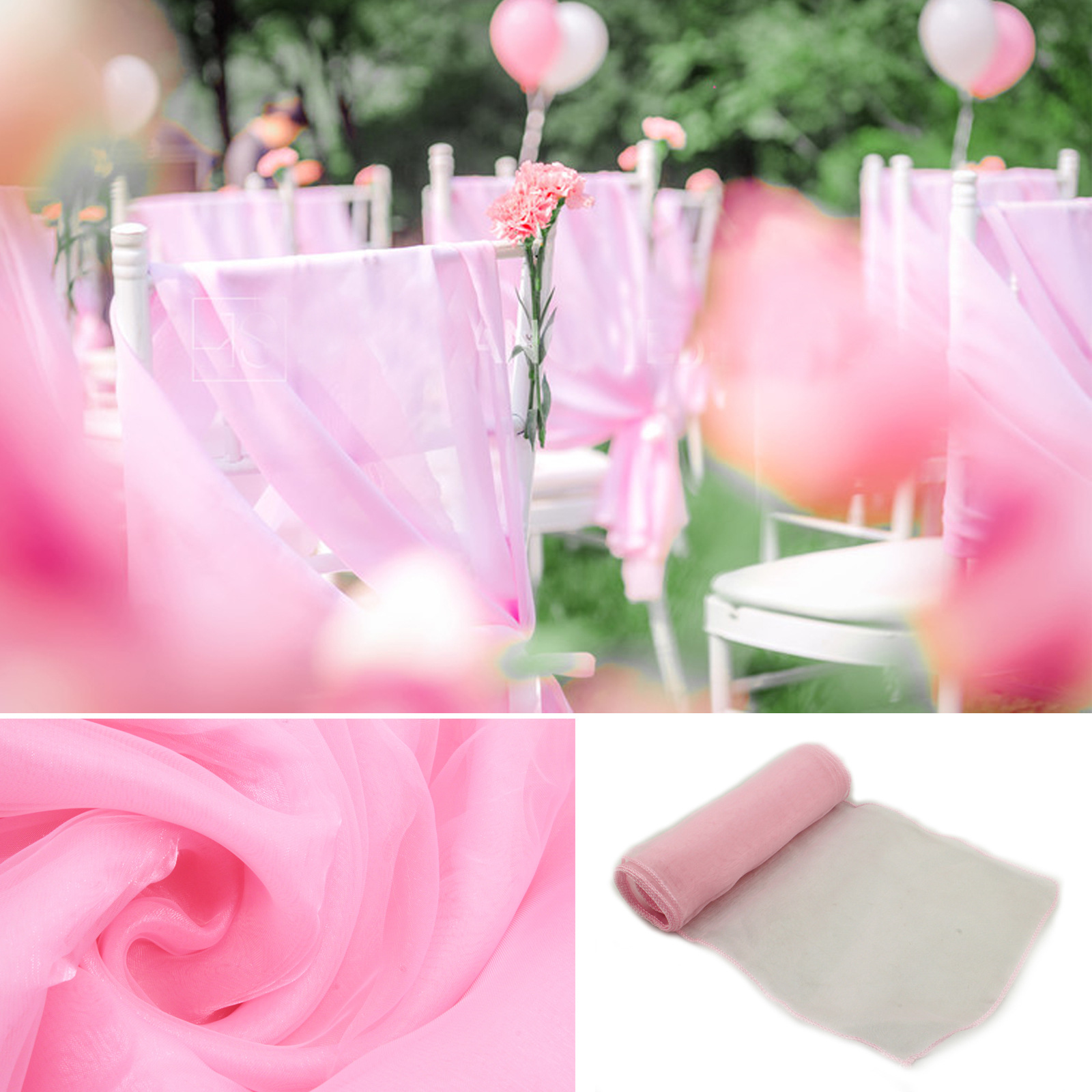 Chair Sash Organza - 1개 오간자 의자 새시 매듭 밴드