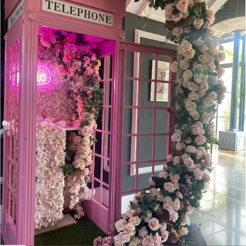 핑크색 전화 부스 꽃장식 포토 소품 도로 표지판 꽃 장 - Photo Booth Prop 리뷰 및 가격