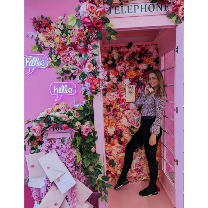 핑크색 전화 부스 꽃장식 포토 소품 도로 표지판 꽃 장 - Photo Booth Prop 리뷰 및 가격
