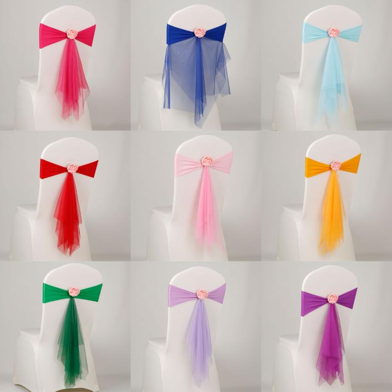 1개 오간자 의자 커버 꽃 스판덱스 오간자 의자 장식  - Chair Sash Organza 리뷰 및 가격