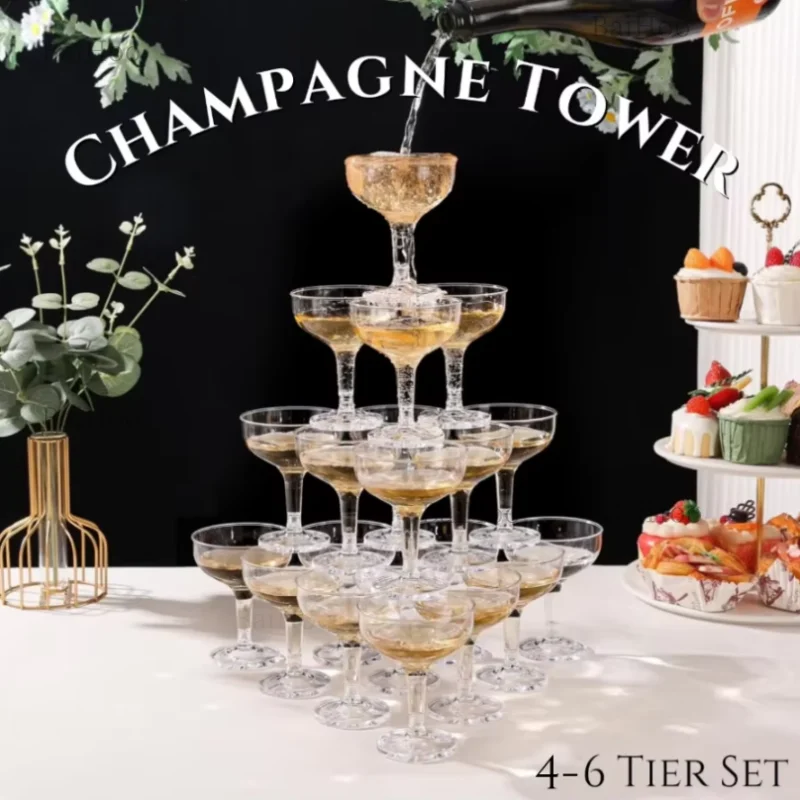20-60PCS 아크릴 샴페인 쿠페 잔 5oz 약혼 파 - Champagne Tower Set 리뷰 및 가격