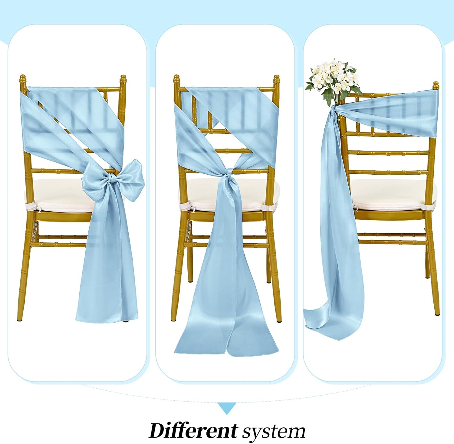 10/50개 새틴 의자 장식 리본, 웨딩 리셉션, 연회 - Chair Sash Organza 리뷰 및 가격