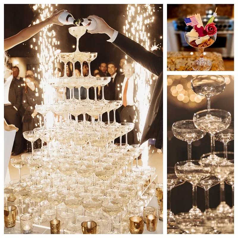 5/7/8단 샴페인 타워 글라스 5온스 투명 플라스틱  - Champagne Tower Set 리뷰 및 가격